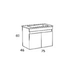 Πάγκος OMEGA WHITE 75 S3BOM075GL0 72x44x60, Νιπτήρας 75x45 - Image 2