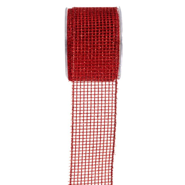 ΚΟΡΔ.GLITTER GRID 6,7cmX9m ΚΟΚΚΙΝΟ - Image 1