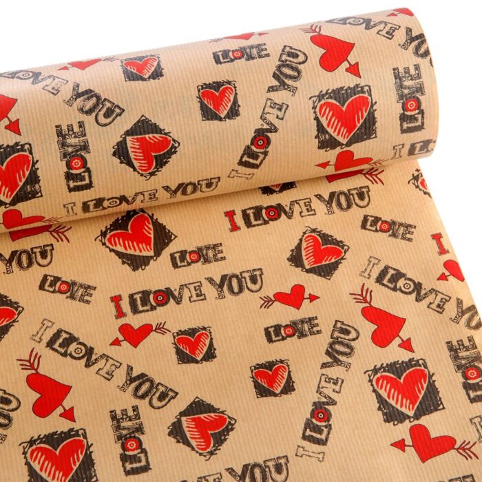 30402 ΧΑΡΤΙ ΠΕΡΙΤΥΛΙΓΜΑΤΟΣ CRAFT ΚΟΚ ΜΑΥΡΟ ΜΕ ΚΑΡΔΙΕΣ 60ΕΚ X 50 ΜΕΤΡΑ - Image 1