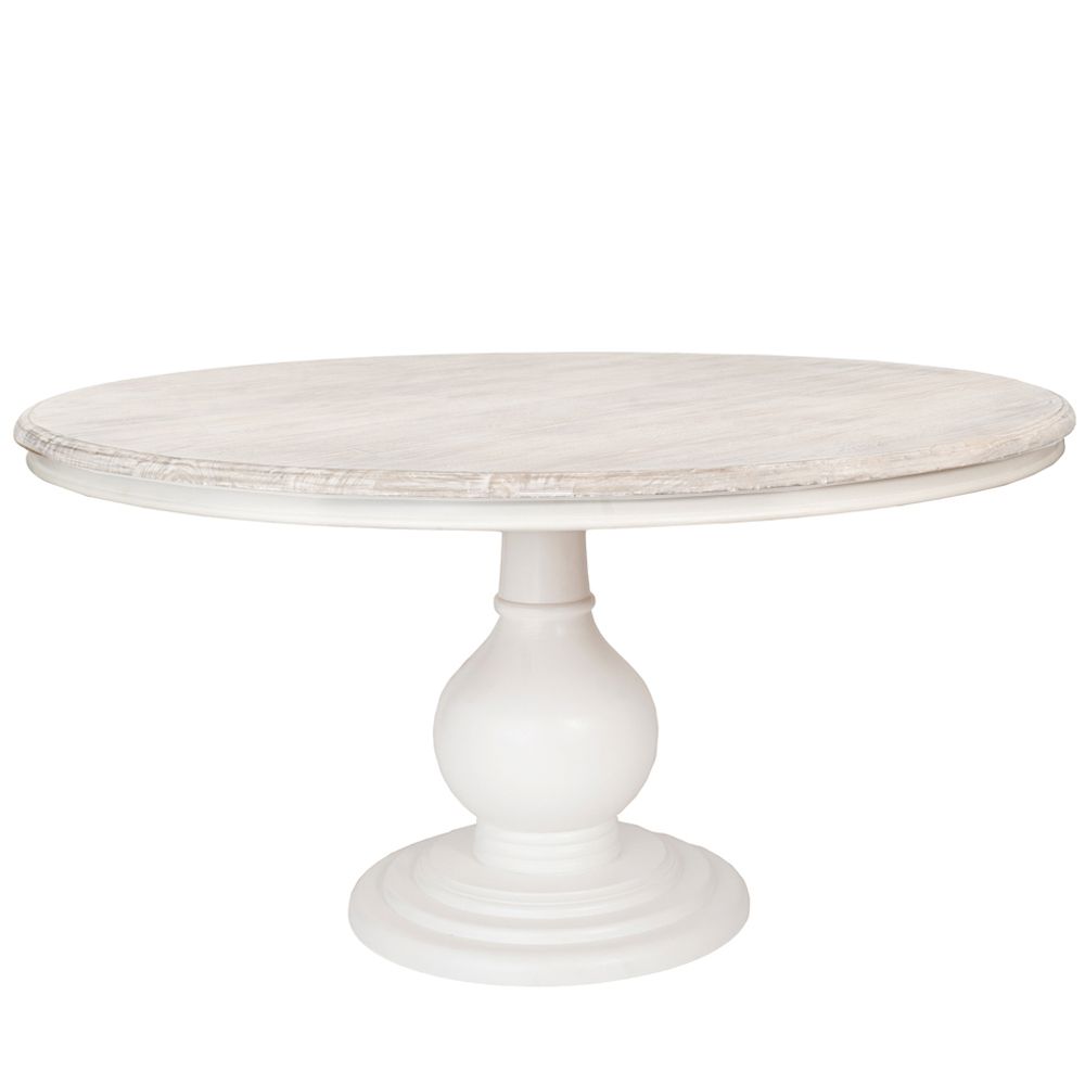 85256 ΤΡΑΠΕΖΙ ΡΟΤΟΝΤΑ 152x152x76EK (WHITE WASH) ΞΥΛΙΝΟ - Image 1