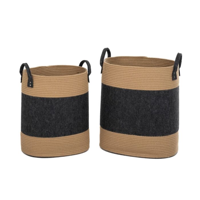 85773 ΣΕΤ 2 ΦΥΣΙΚΟ-ΓΚΡΙ ΤΣΟΧΙΝΟ ΥΦΑΣΜΑΤΙΝΟ ΔΙΑΦ.ΧΡΗΣΕΩΝ 43Χ50 38Χ45ΕΚ ΜΕ ΧΕΡΙ - Image 1