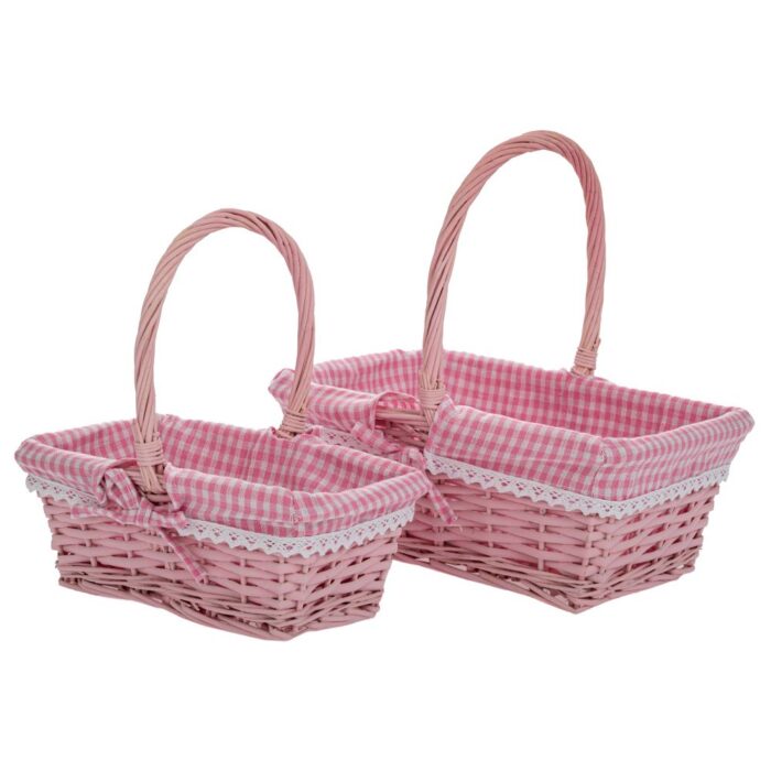 89534 ΡΟΖ ΚΑΛΑΘΙ ΜΕ ΥΦΑΣΜΑ ΣΕΤ 2 30Χ22Χ12 30-25Χ15Χ10 25ΕΚ - Image 1