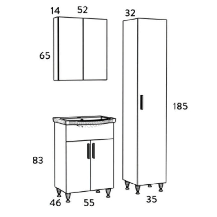 Σετ Έπιπλο Μπάνιου SIENA WHITE 55 9SSI055GL0W Πάγκο 51x34x83cm - Image 7