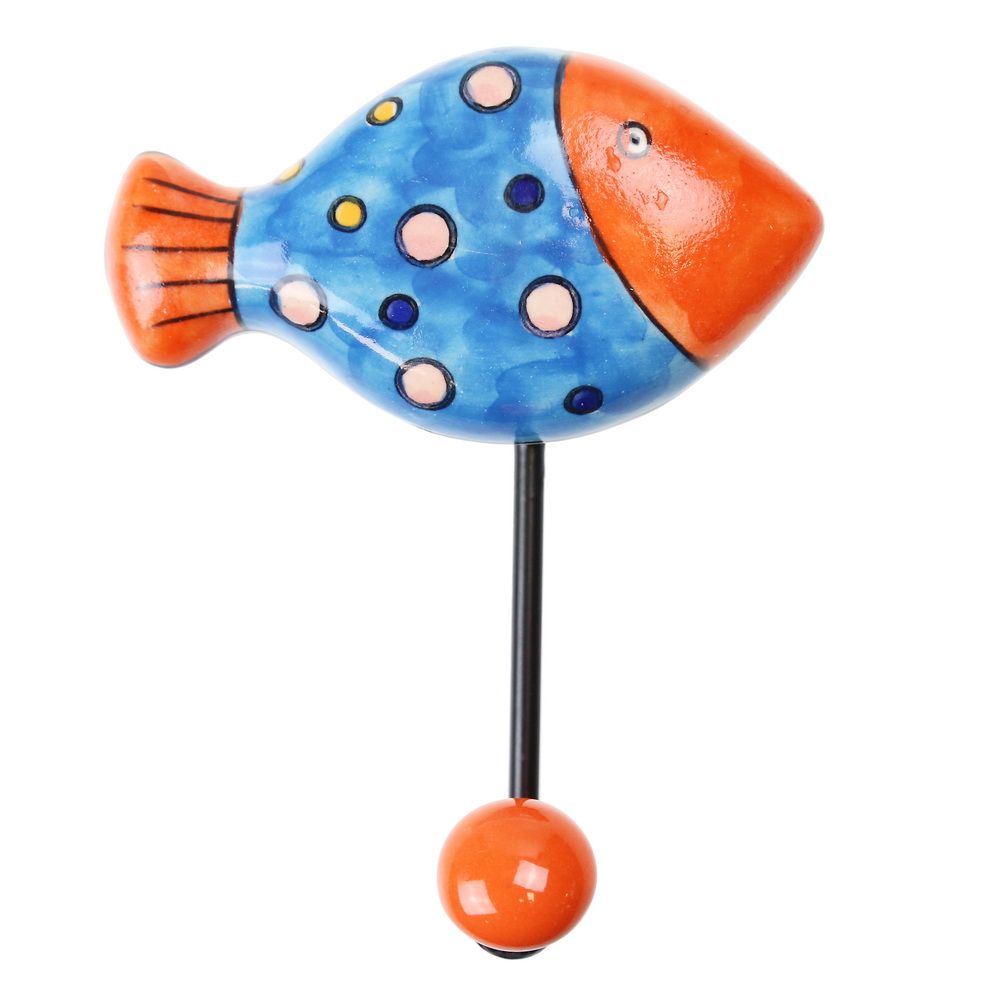 INAR-56 Γάντζος κεραμικός Ψάρι 10x13εκ.- Φούσκες μπλε - Image 1