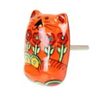 Πόμολο κεραμικό Γάτα 4x5εκ. - Λουλούδια