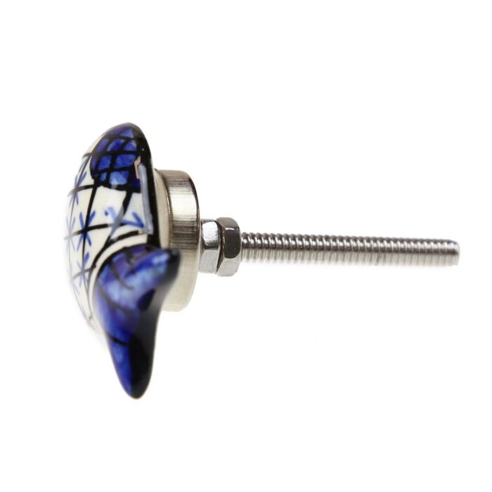 Πόμολο κεραμικό Ψάρι 5x3,5εκ.- Μπλε καρέ - Image 3