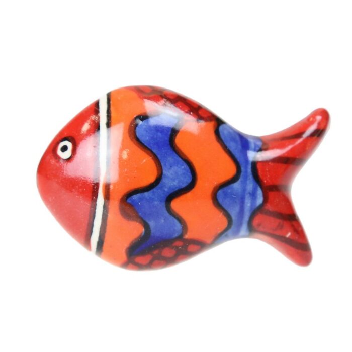 Πόμολο κεραμικό Ψάρι 5x3,5εκ. - Wave κόκκινο - Image 2