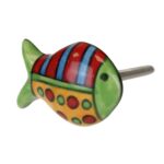 Πόμολο κεραμικό Ψάρι 5x3,5εκ. - Πουά Ρίγες