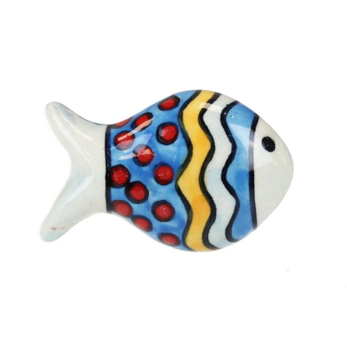 Πόμολο κεραμικό Ψάρι 5x3,5εκ. - Wave Πουά - Image 2