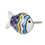 Πόμολο κεραμικό Ψάρι 5x3,5εκ. - Wave Πουά