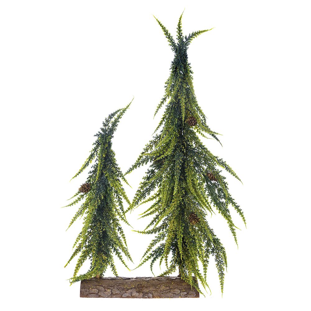 82622 ΔΕΝΤΡΑΚΙΑ ΔΙΠΛΑ ΜΕ ΧΡΥΣΑ GLITTER ΣΕ ΞΥΛΙΝΗ ΒΑΣΗ 30X5X45EK - Image 1