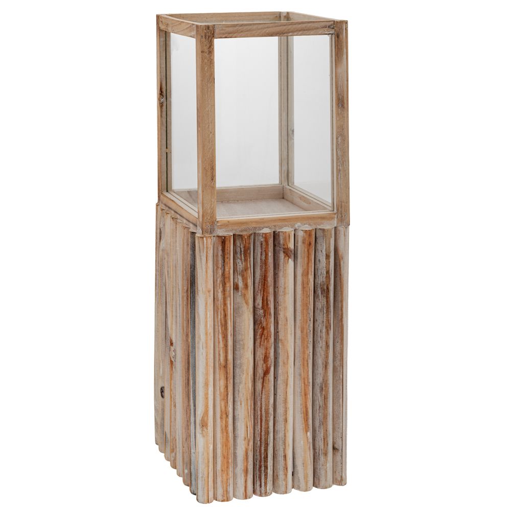 89291 ΑΝΟΙΧΤΟ ΚΑΦΕ ΞΥΛΙΝΟ ΦΑΝΑΡΙ ΔΑΠΕΔΟΥ 19,5Χ19,5Χ56ΕΚ - Image 1