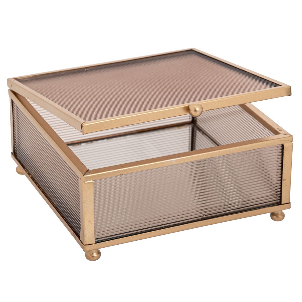 89412 ΧΡΥΣΗ ΜΕΤΑΛΛΙΚΗ ΜΠΙΖΟΥΤΙΕΡΑ 13Χ13Χ6 ΕΚ ΜΕ ΜΕΛΙ ΓΥΑΛΙ ΚΑΙ ΚΑΘΡΕΠΤΗ - Image 1