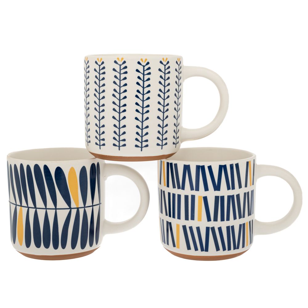 89929 ΛΕΥΚΗ ΚΕΡΑΜΙΚΗ ΚΟΥΠΑ ΜΕ ΜΠΛΕ ΣΧΕΔΙΑ 420ML 4 ΣΧΕΔΙΑ - Image 1