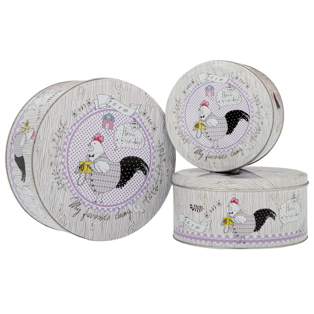 89951 ΣΕΤ 3 ΠΑΣΧΑΛΙΝΑ ΣΤΡΟΓΓΥΛΑ ΜΕΤΑΛΛΙΚΑ ΚΟΥΤΙΑ Φ20Χ9 Φ17Χ8 Φ13,5Χ7ΕΚ - Image 1