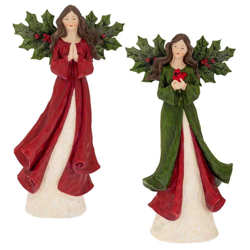 90724 ΣΕΤ 2 ΚΟΚΚΙΝΗ ΠΡΑΣΙΝΗ ΠΟΛΥΡΕΖΙΝ ΝΕΡΑΙΔΑ ΜΕ ΠΡΑΣΙΝΑ ΦΤΕΡΑ 16,5Χ11,5Χ30ΕΚ - Image 1