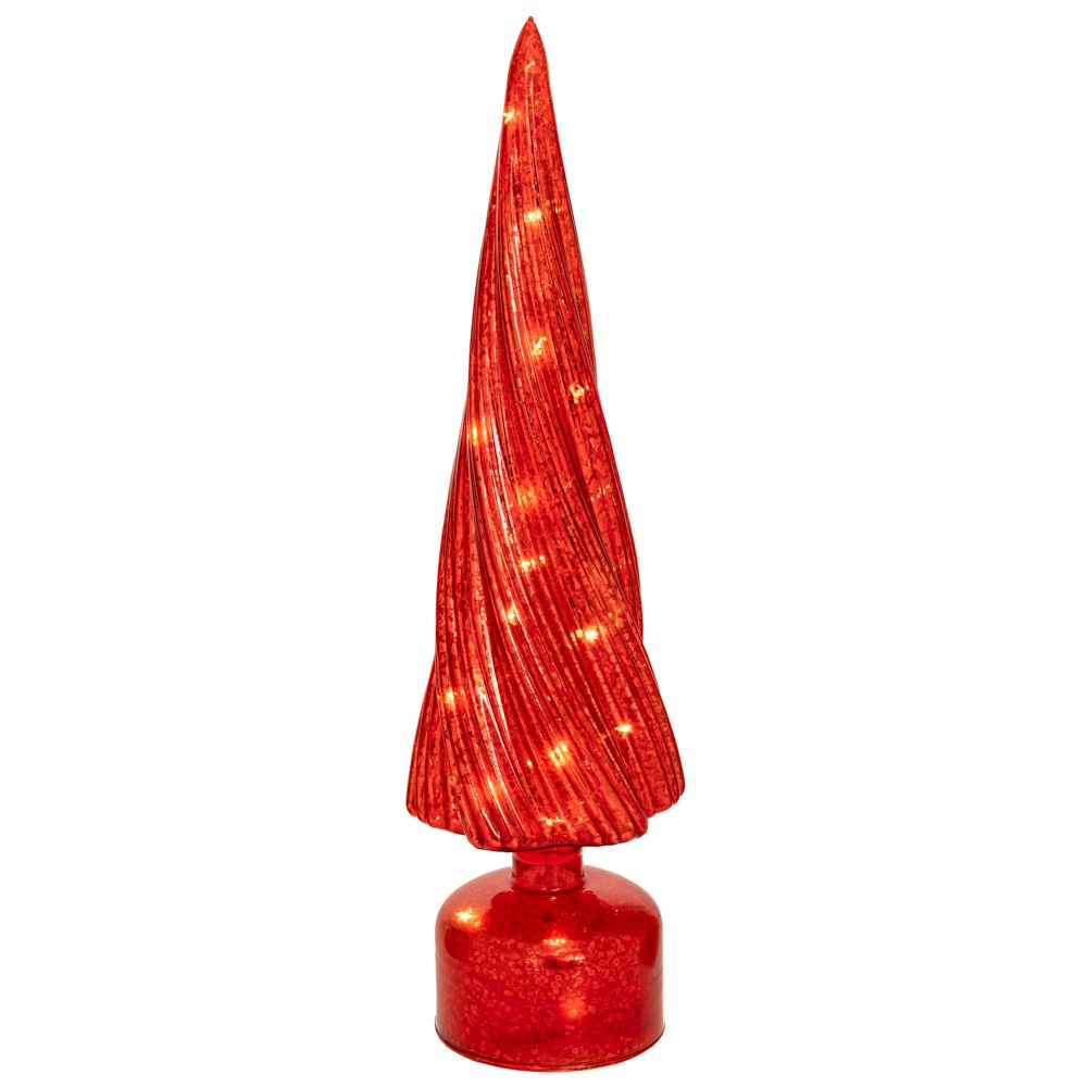 90900 ΚΟΚΚΙΝΟ ΓΥΑΛΙΝΟ ΔΕΝΤΡΟ ΜΕ LED ΦΩΣ 10Χ10Χ39,5ΕΚ ΜΠΑΤΑΡΙΑΣ ΠΕΡΙΣΤΡΕΦΟΜΕΝΟ - Image 1