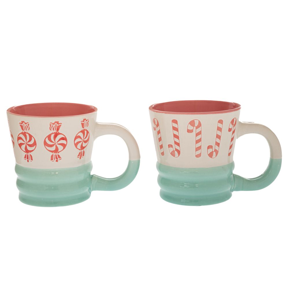 91510 ΔΙΧΡΩΜΗ ΚΕΡΑΜΙΚΗ ΚΟΥΠΑ ΜΕ ΧΡΙΣΤΟΥΓΕΝΝΙΑΤΙΚΕΣ ΦΙΓΟΥΡΕΣ 2 ΣΧΕΔΙΑ ΣΕ ΚΟΥΤΙ 250ml - Image 1