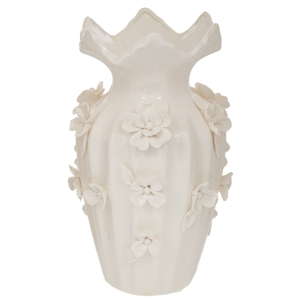 91532 ΛΕΥΚΟ ΚΕΡΑΜΙΚΟ ΒΑΖΟ ΜΕ ΑΝΑΓΛΥΦΑ ΛΟΥΛΟΥΔΙΑ 20Χ31ΕΚ - Image 1