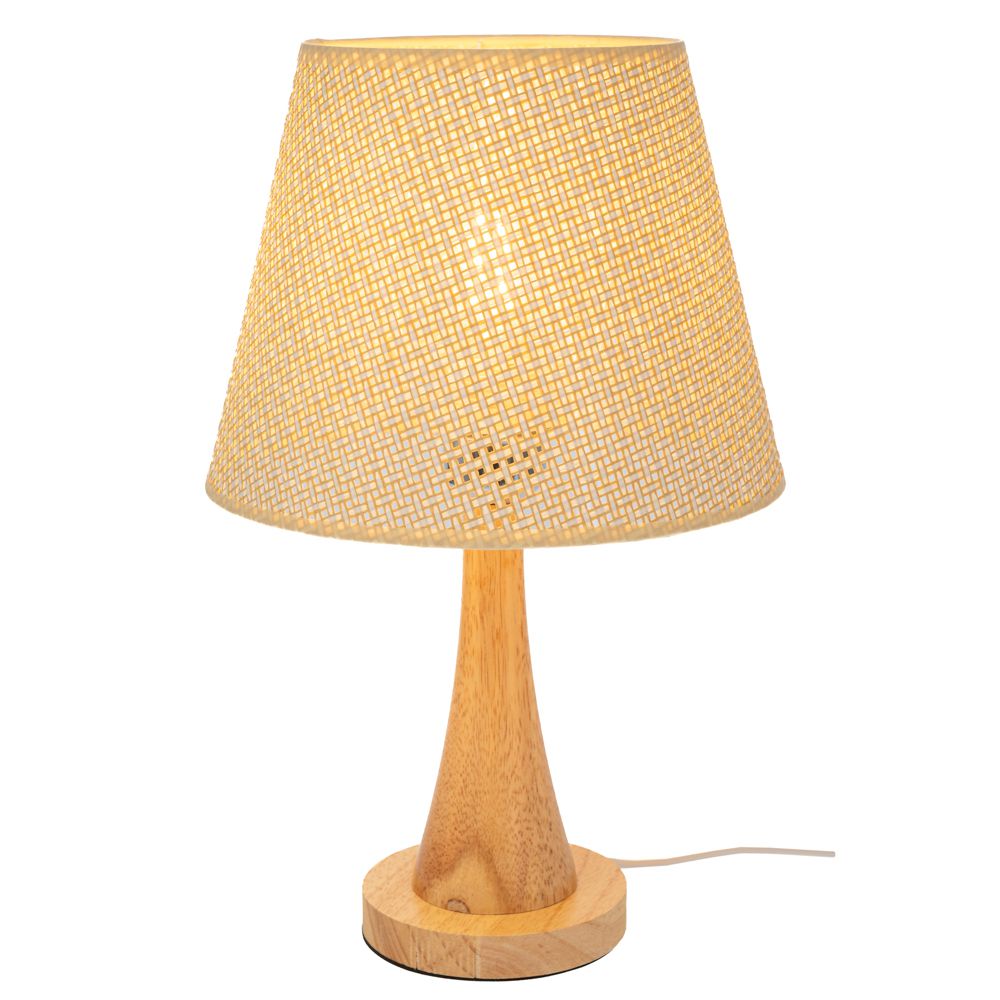 91569 ΦΥΣΙΚΟ ΞΥΛΙΝΟ ΛΑΜΠΑΤΕΡ ΜΕ ΨΑΘΙΝΟ ΚΡΕΜ ΚΑΠΕΛΟ 38ΕΚ - Image 1