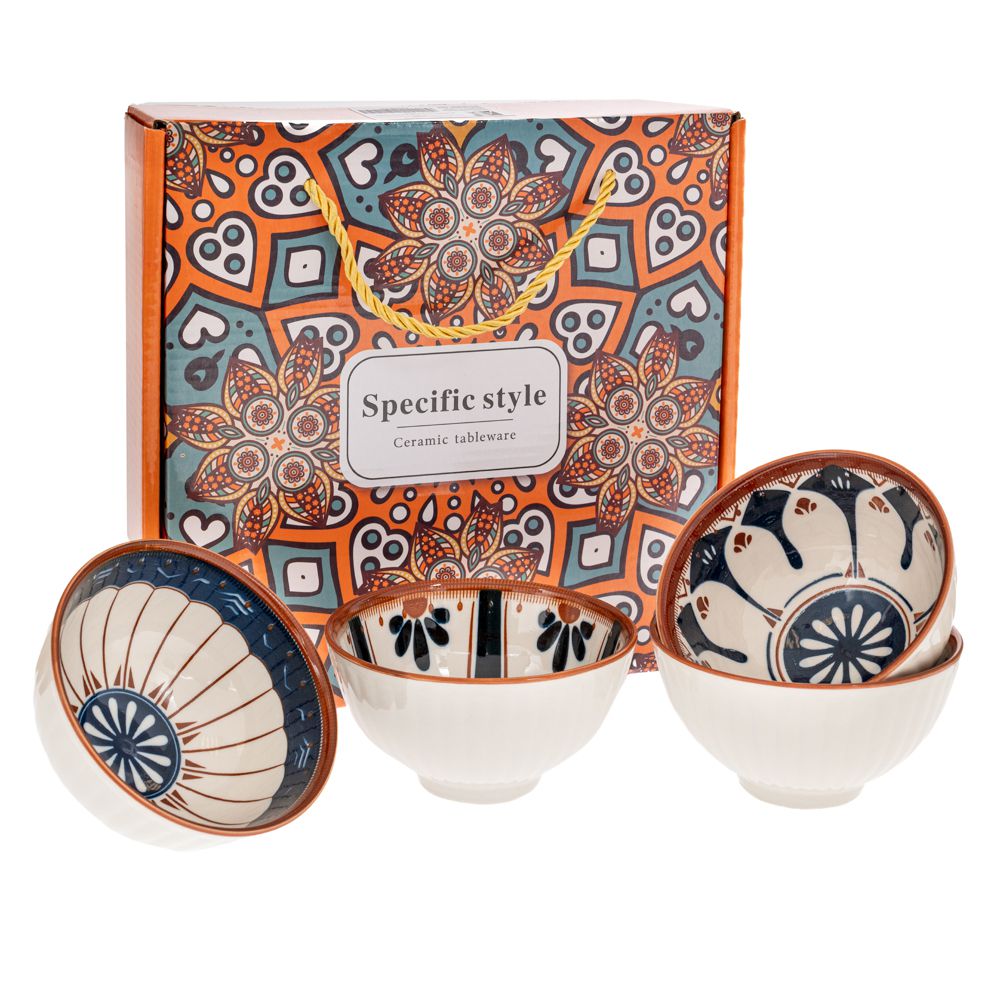 91910 ΣΕΤ 4 ΛΕΥΚΑ ΚΕΡΑΜΙΚΑ ΜΠΩΛ ΜΕ ΜΠΛΕ ΛΟΥΛΟΥΔΙΑ Φ11Χ6ΕΚ - Image 1