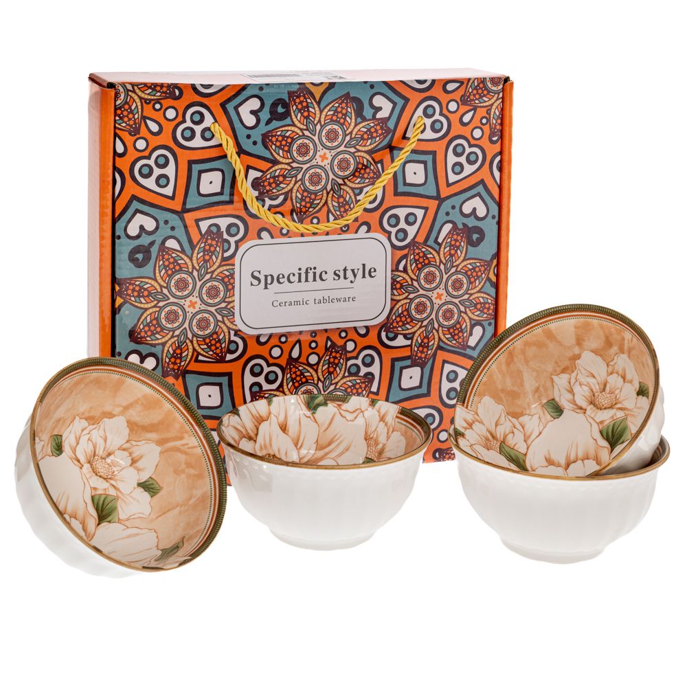 91911 ΣΕΤ 4 ΚΡΕΜ ΚΕΡΑΜΙΚΑ ΜΠΩΛ ΜΕ ΛΟΥΛΟΥΔΙΑ Φ11Χ6ΕΚ - Image 1