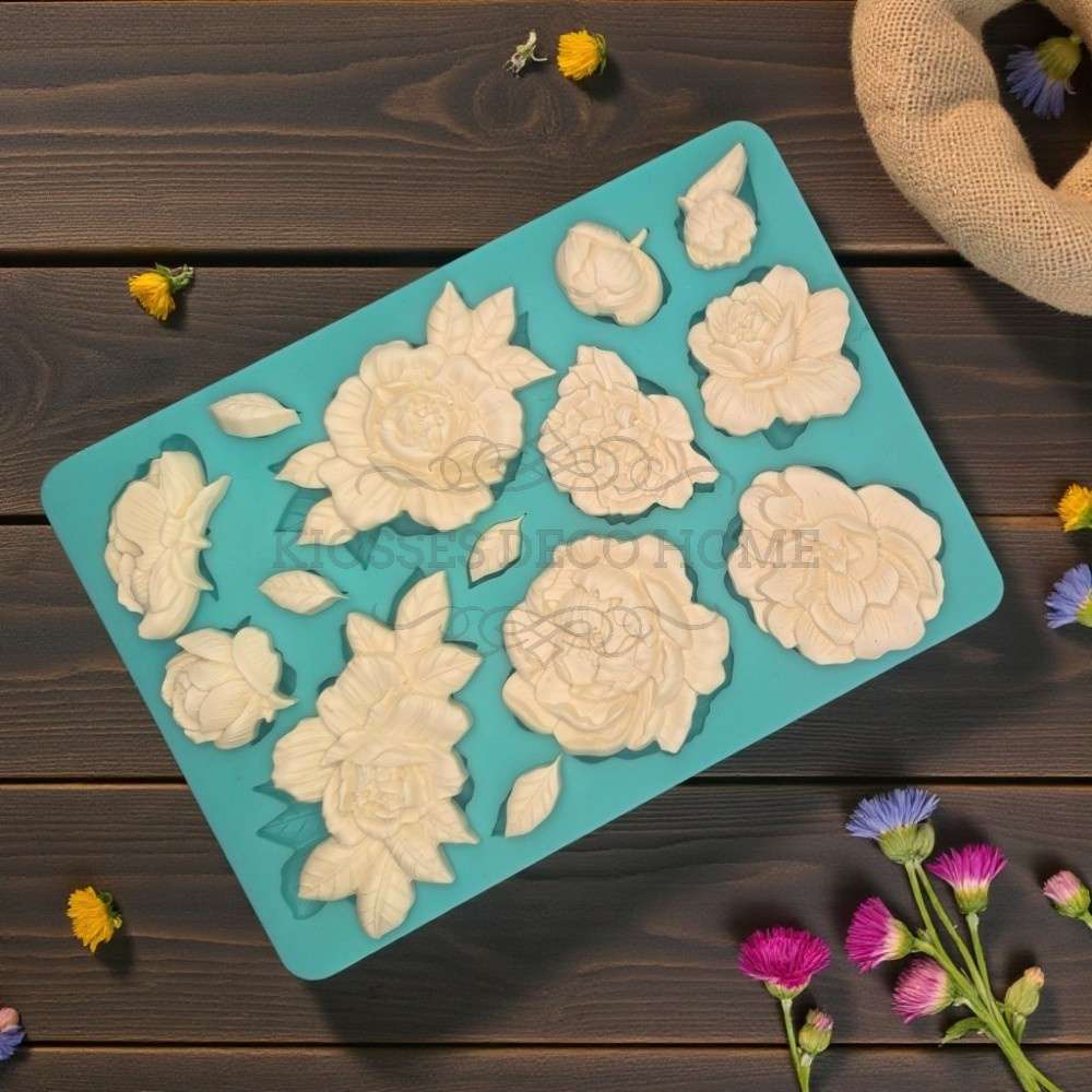 Silicone Mold Καλούπι σιλικόνης 61-01-1265 GREEN DIAMONDS COLLECTION 01 n Καλούπι Σιλικόνης Flowers 15x21cm Green Diamonds - Image 1