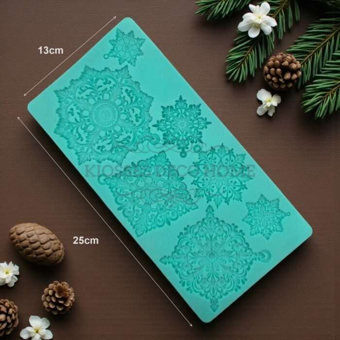 Καλούπι Σιλικόνης Christmas Snowflakes 13x25cm Green Diamonds - Image 2