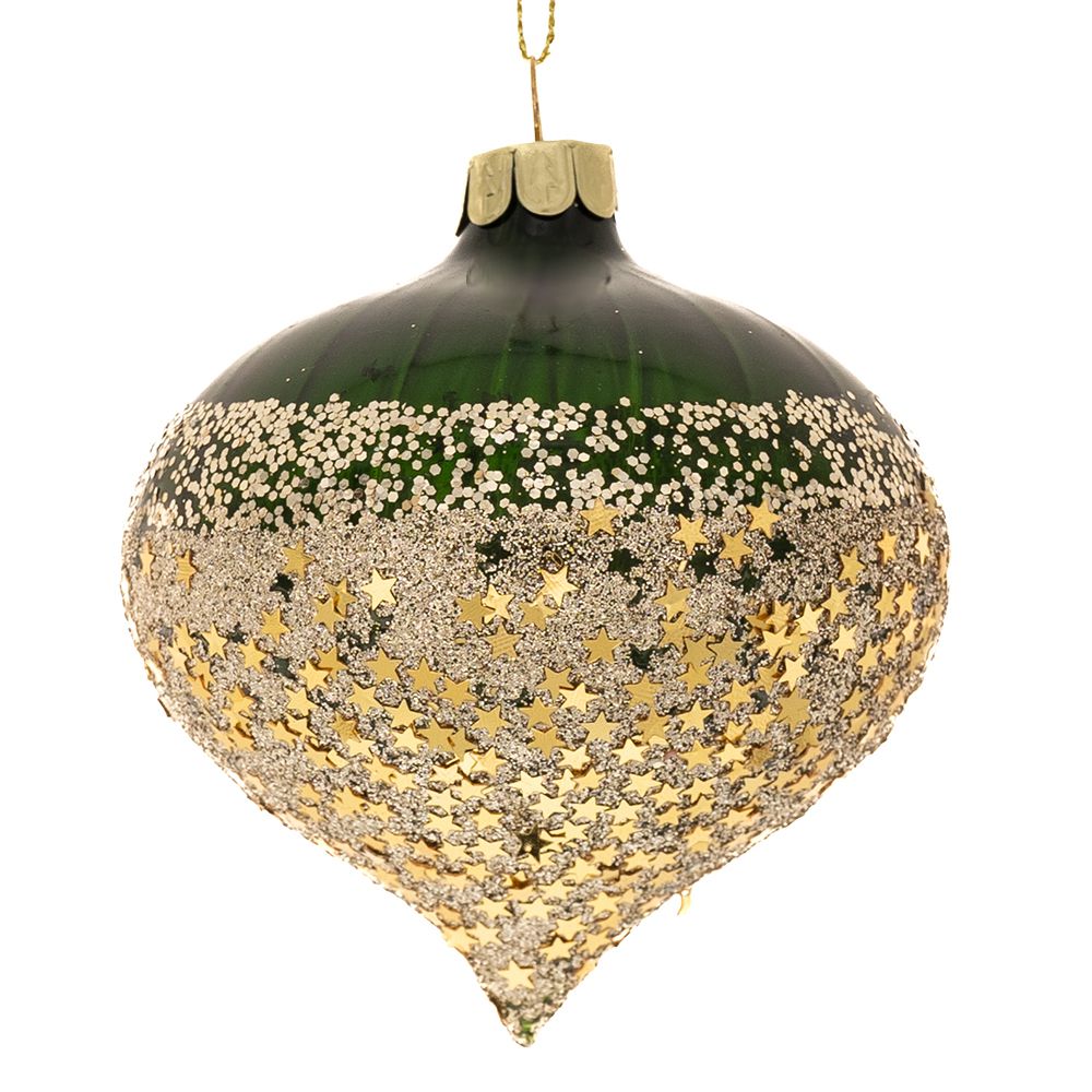 87646 ΣΕΤ 6 ΠΡΑΣΙΝΗ ΓΥΑΛΙΝΗ ΜΠΑΛΑ ΚΡΕΜΜΥΔΙ ΜΕ ΧΡΥΣΑ ΑΣΤΕΡΙΑ 8ΕΚ - Image 1