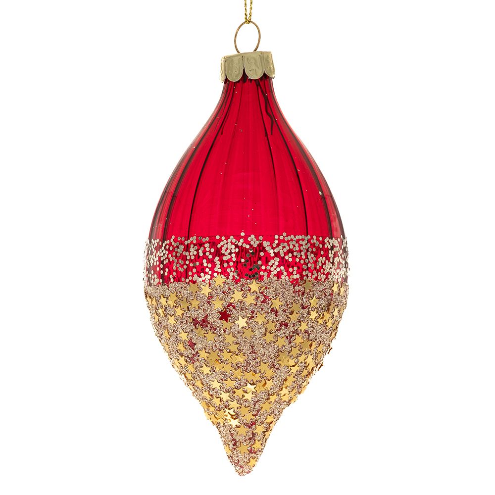 87650 ΣΕΤ 6 ΚΟΚΚΙΝΗ ΓΥΑΛΙΝΗ ΜΠΑΛΑ ΔΑΚΡΥ ΜΕ ΧΡΥΣΑ ΑΣΤΕΡΙΑ 6Χ13ΕΚ - Image 1