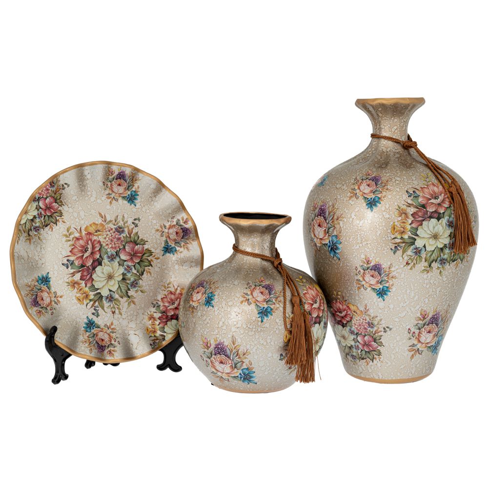 88572 ΣΕΤ 3 ΚΕΡΑΜΙΚΑ ΕΠΙΤΡΑΠΕΖΙΑ ΔΙΑΚΟΣΜΗΤΙΚΑ ΜΕ ΛΟΥΛΟΥΔΙΑ 34Χ22 21Χ17 22Χ3ΕΚ - Image 1