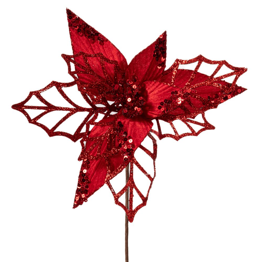 90693 ΚΟΚΚΙΝΟ ΑΛΕΞΑΝΔΡΙΝΟ ΚΛΑΔΙ ΜΕ GLITTER Φ26Χ45ΕΚ - Image 1