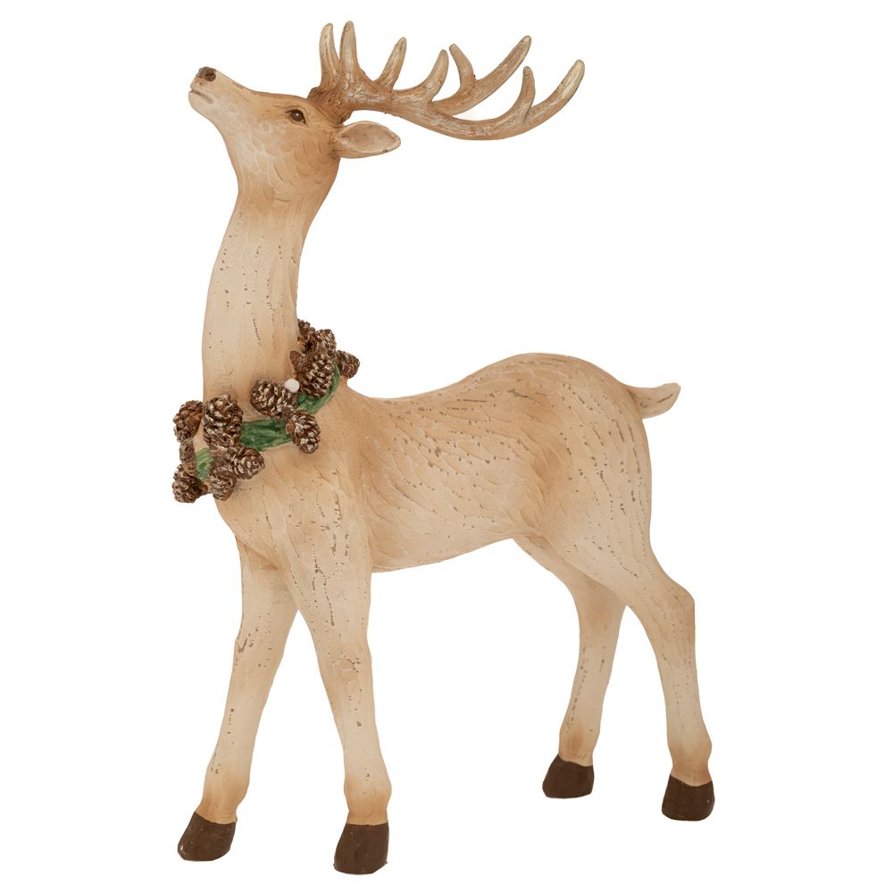 90703 ΛΕΥΚΟ ΠΟΛΥΡΕΖΙΝ ΟΡΘΙΟ ΕΛΑΦΙ ΜΕ ΧΡΥΣΑ ΚΕΡΑΤΑ ΠΟΥ ΚΟΙΤΑΕΙ ΨΗΛΑ 21,5Χ8Χ31ΕΚ - Image 1