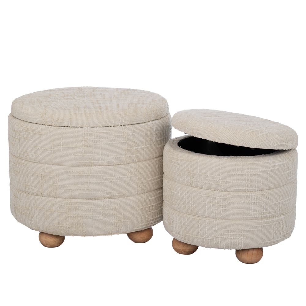 92153 ΣΕΤ 2 ΣΚΑΜΠΟ ΕΚΡΟΥ ΥΦΑΣΜΑΤΙΝΑ ΜΕ ΑΠΟΘΗΚΕΥΤΙΚΟ ΧΩΡΟ AND ΞΥΛΙΝΑ ΠΟΔΙΑ 48Χ48Χ40 37Χ37Χ34ΕΚ - Image 1