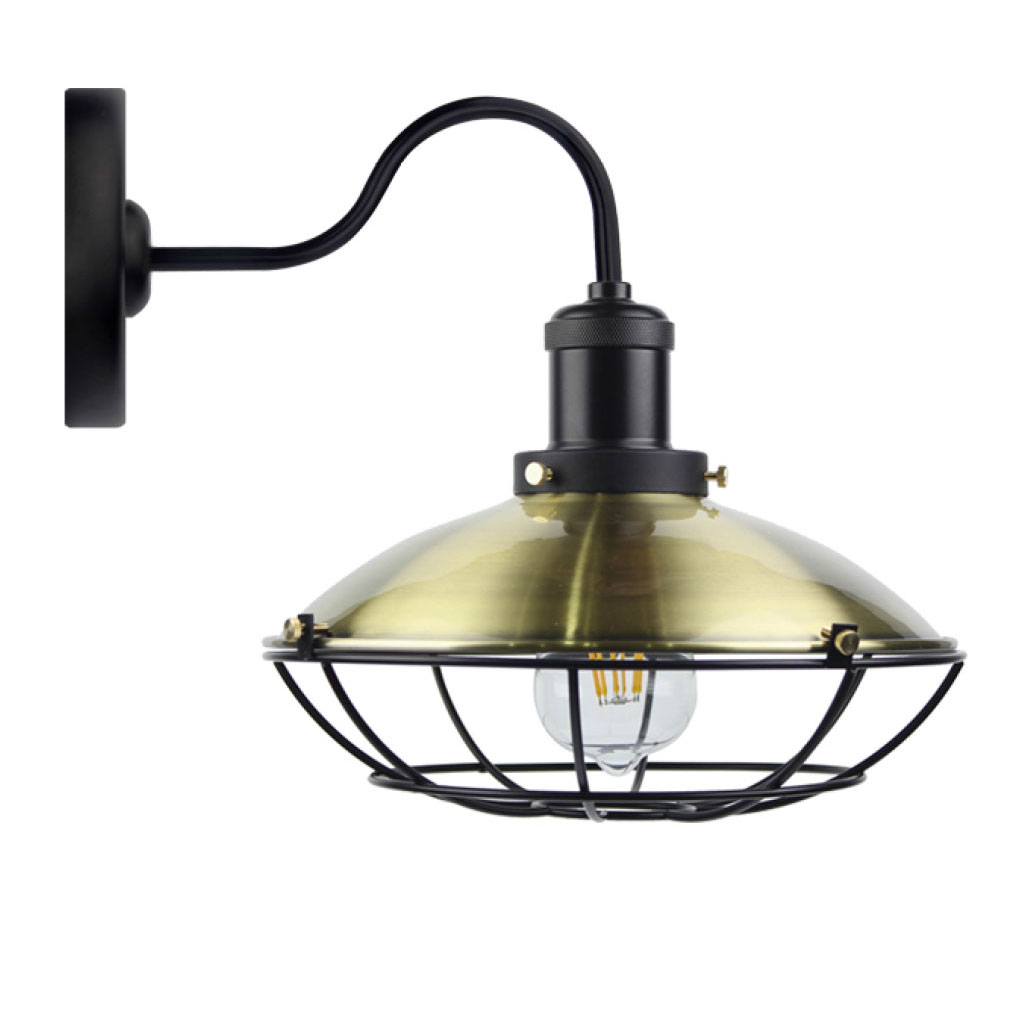 922 Φωτιστικό Τοίχου Μεταλλικό Χρώμα Μπρονζε με μαύρες λεπτομέρειες E27 40X25X30cm - Image 1