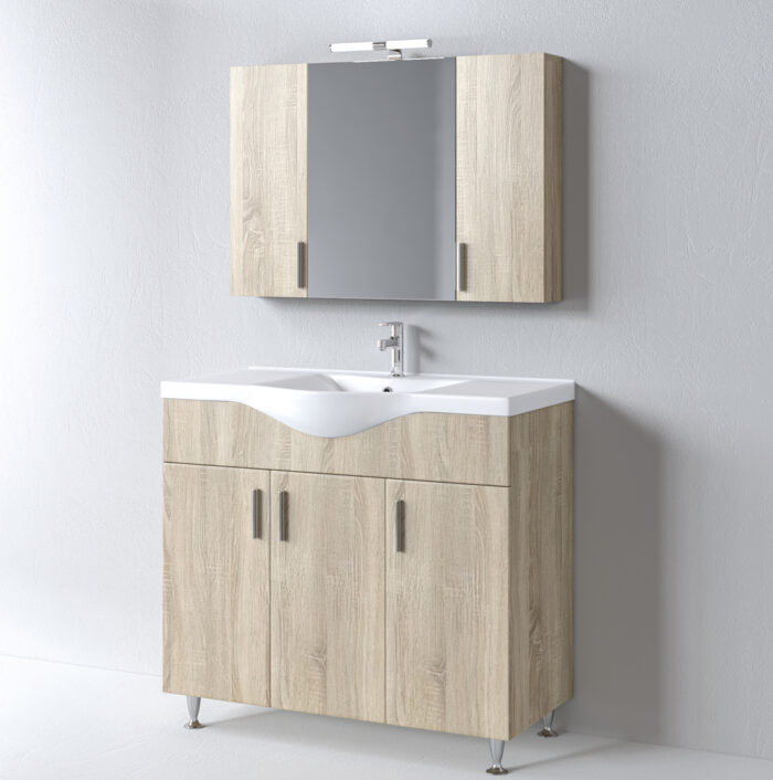 Σετ Επίπλου Mπάνιου SIENA SONOMA 100 9SSI100SN0W Πάγκο 96x34x83cm - Image 2