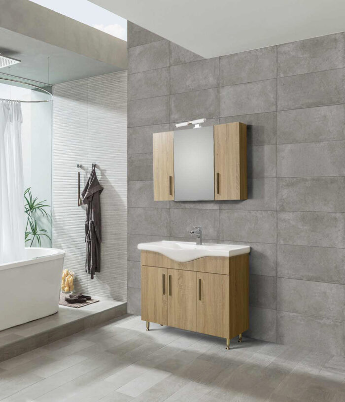 Σετ Επίπλου Mπάνιου SIENA SONOMA 100 9SSI100SN0W Πάγκο 96x34x83cm - Image 4