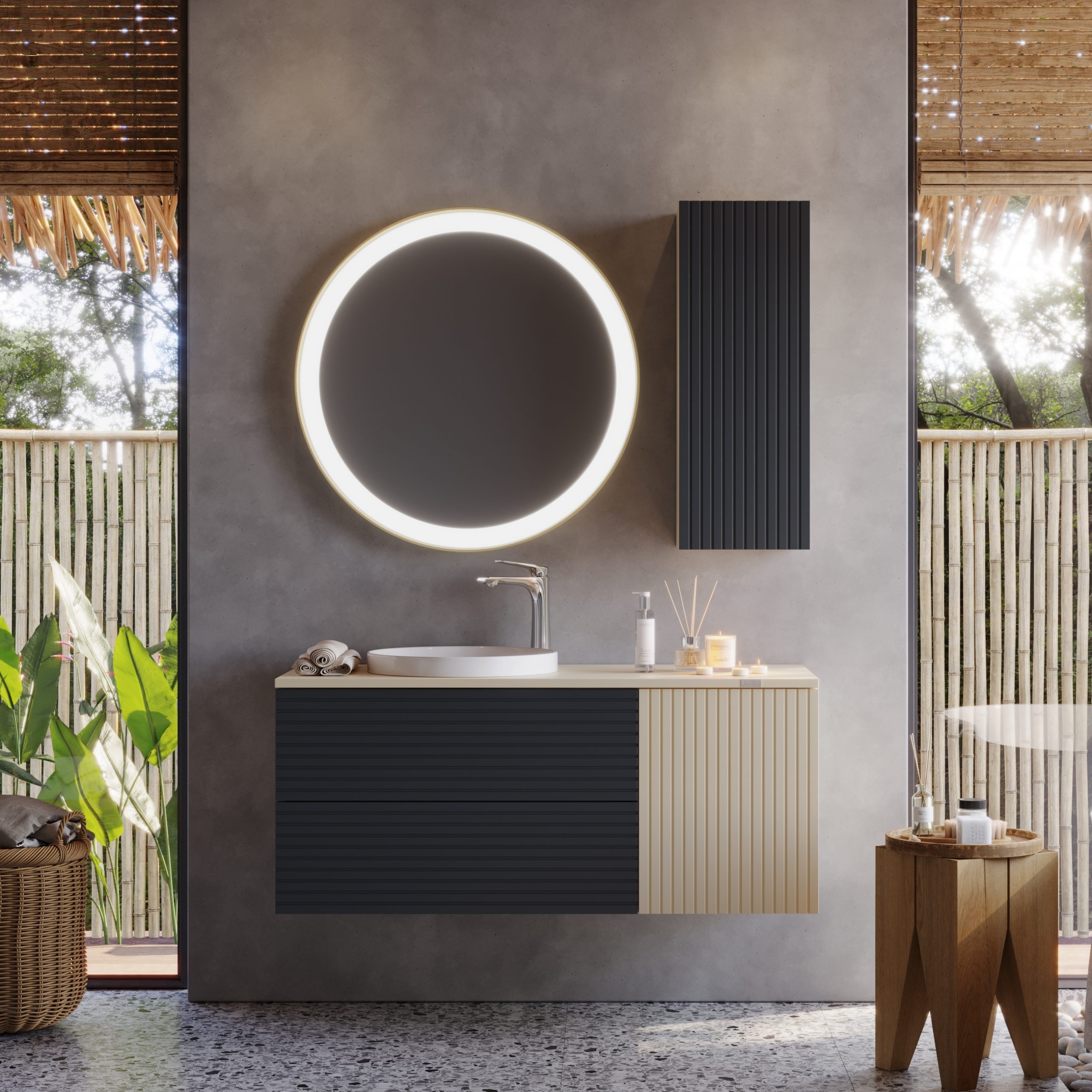 VIEN-120-scaled Σετ Έπιπλο Μπάνιου VIEN Ανθρακί MDF 18mm Λάκα 120 9SVIE120ANBM - Image 1