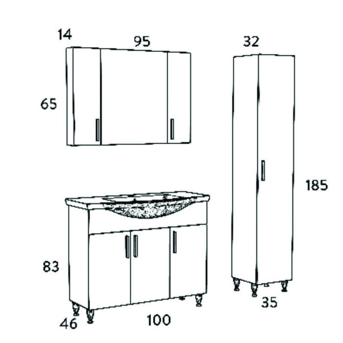 Σετ Επίπλου Mπάνιου SIENA SONOMA 100 9SSI100SN0W Πάγκο 96x34x83cm - Image 8