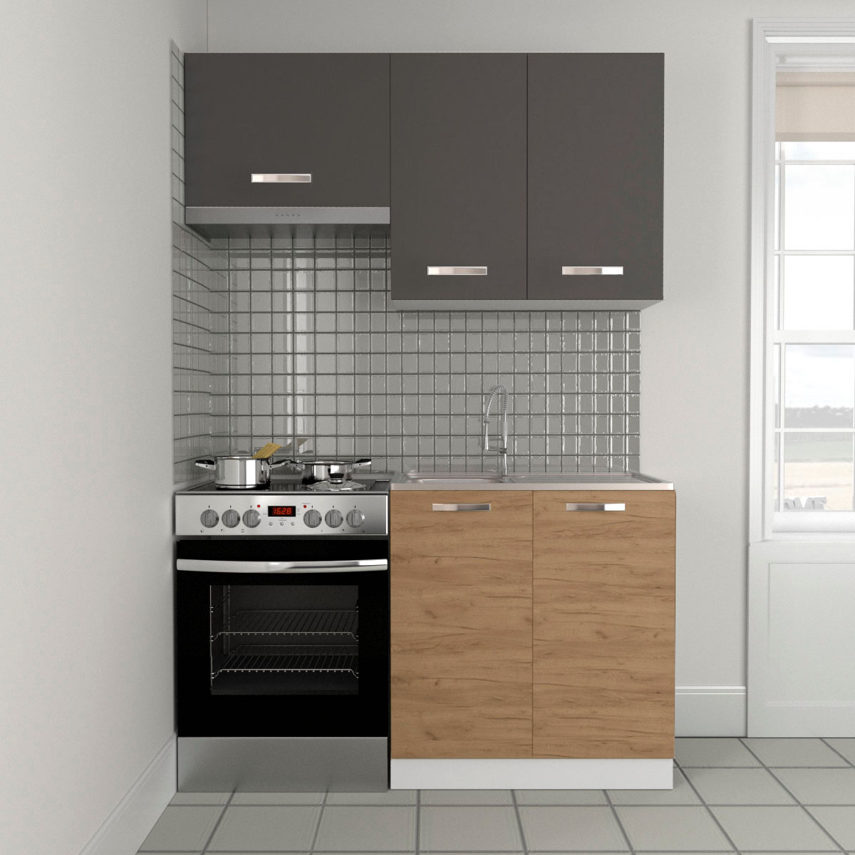 14973 Κουζίνα Charlotte Σετ 140 Χρυσό Δρυς-Γραφίτη - Image 1