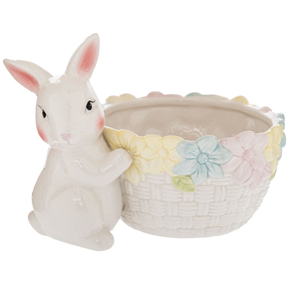 92417 ΛΕΥΚΟΣ ΚΕΡΑΜΙΚΟΣ ΛΑΓΟΣ ΜΕ ΓΛΑΣΤΡΑΚΙ 18.5X13X13.5ΕΚ - Image 1