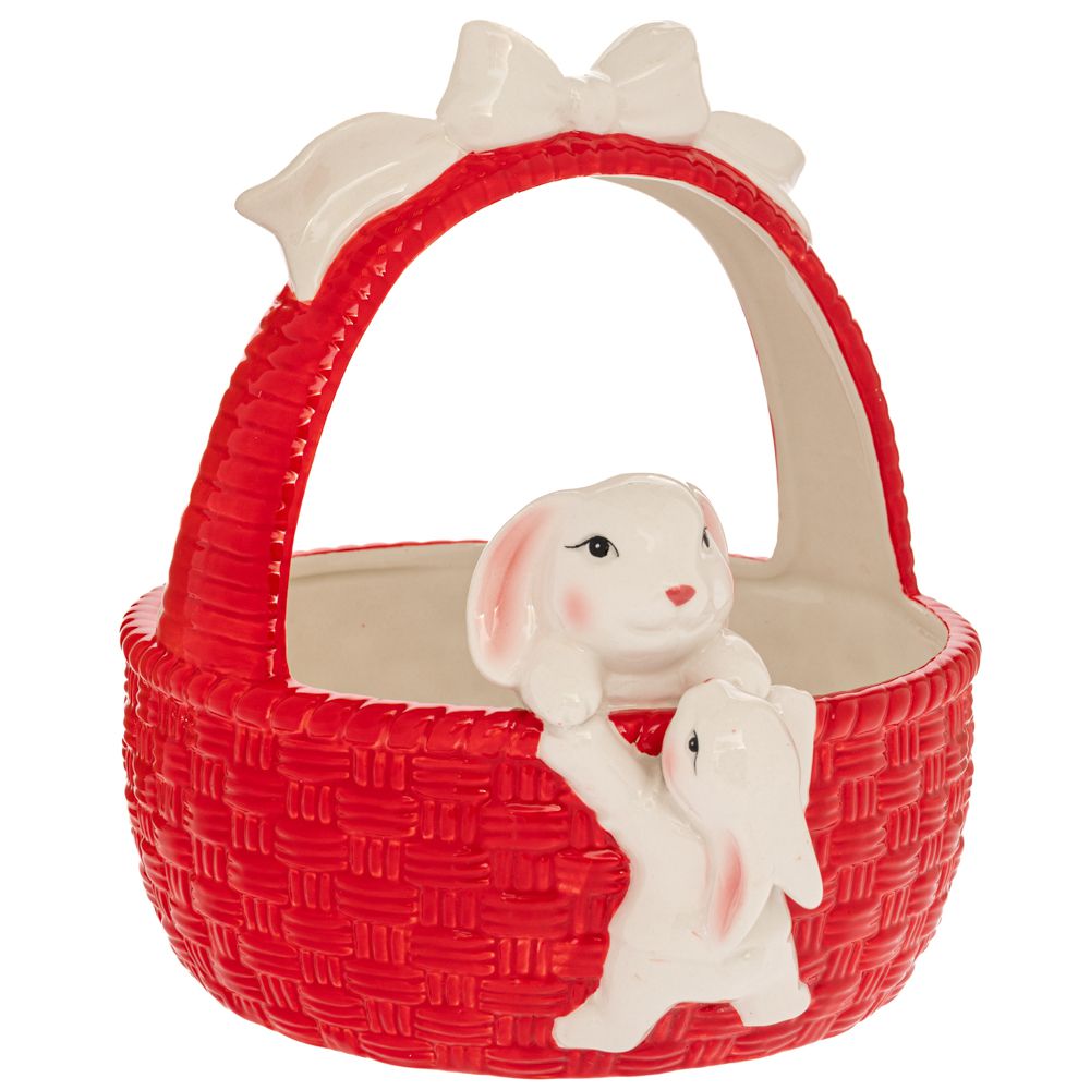 92430 ΚΟΚΚΙΝΟ ΚΕΡΑΜΙΚΟ ΚΑΛΑΘΙ ΜΕ ΛΑΓΟ 24.5Χ22.5Χ24.5ΕΚ - Image 1