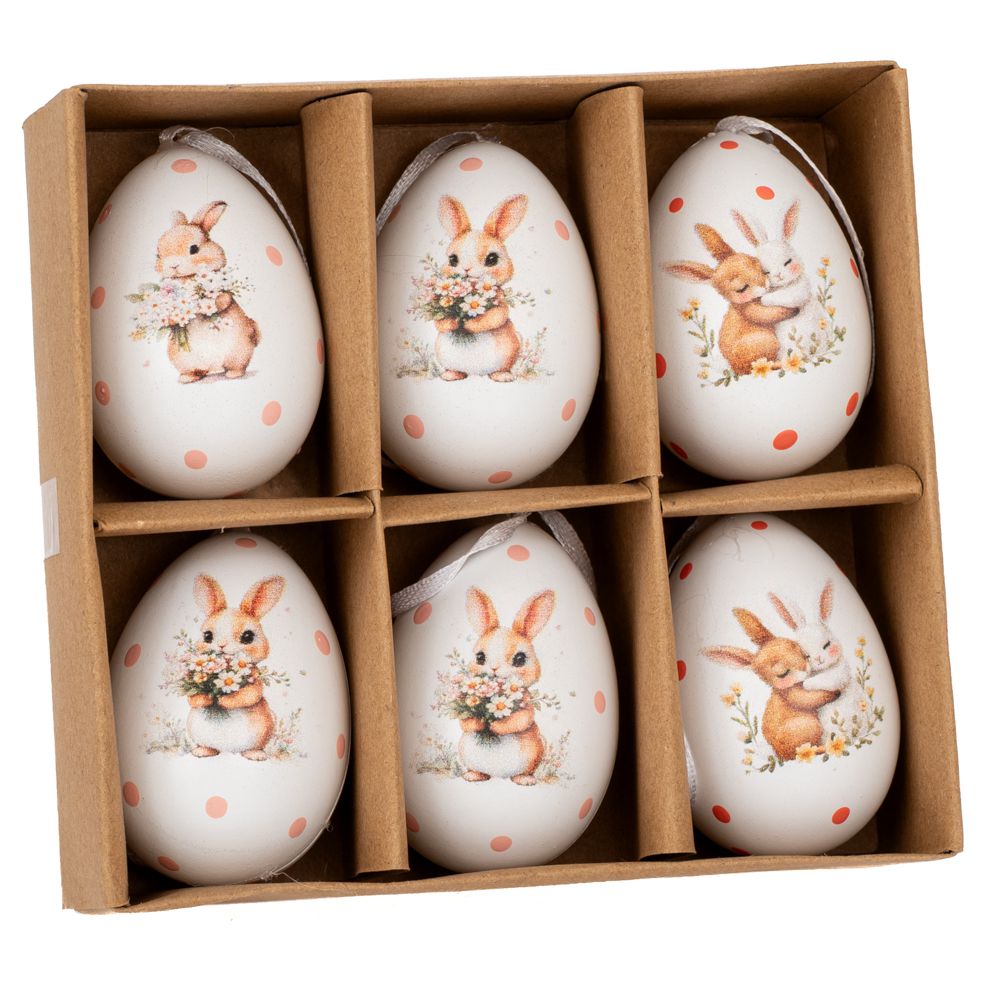 92754 ΣΕΤ 6 ΠΛΑΣΤΙΚΑ ΑΥΓΑ ΚΡΕΜΑΣΤΑ ΜΕ ΣΧΕΔΙΑ - Image 1