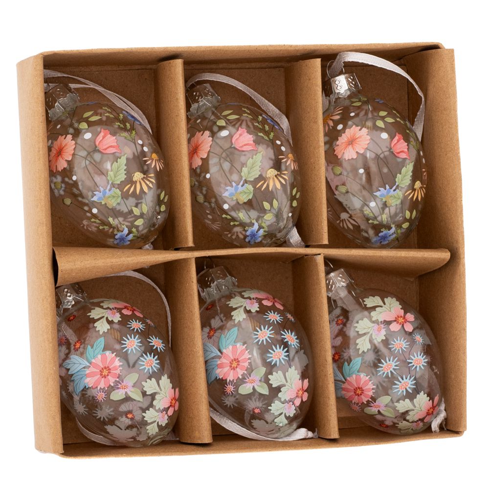 92815 ΣΕΤ 6 ΓΥΑΛΙΝΑ ΚΡΕΜΑΣΤΑ ΑΥΓΑ ΜΕ ΣΧΕΔΙΑ 4Χ4Χ7ΕΚ - Image 1