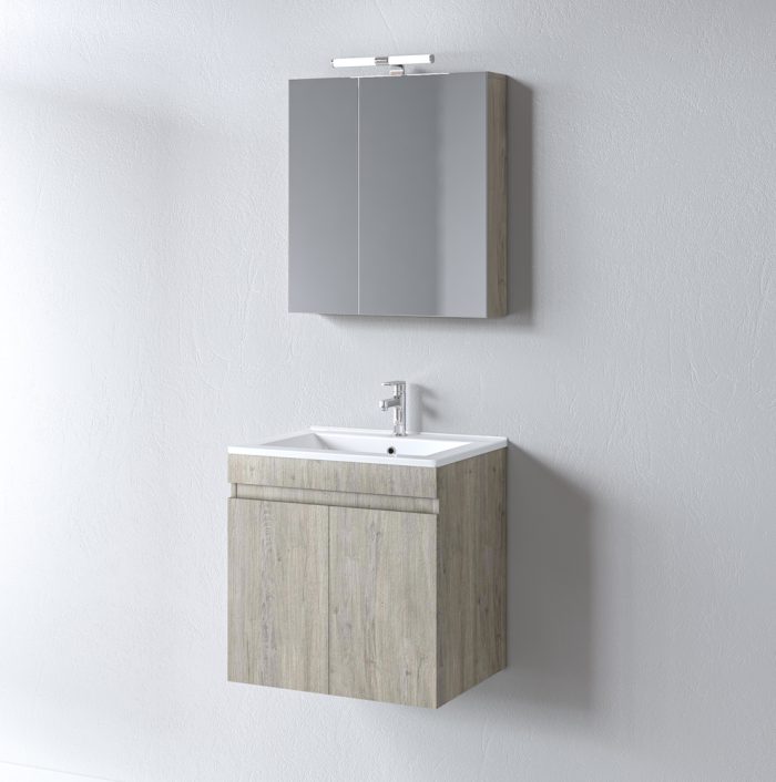 Σετ Έπιπλο Μπάνιου OMEGA BEIGE OAK 60 9SOM060BO0W Πάγκο 57x44x57cm - Image 2