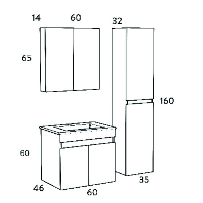 ΣΕΤ ΕΠΙΠΛΟΥ OMEGA TOP 60cm χρ. BEIGE OAK  9SOMT060BO - Image 2