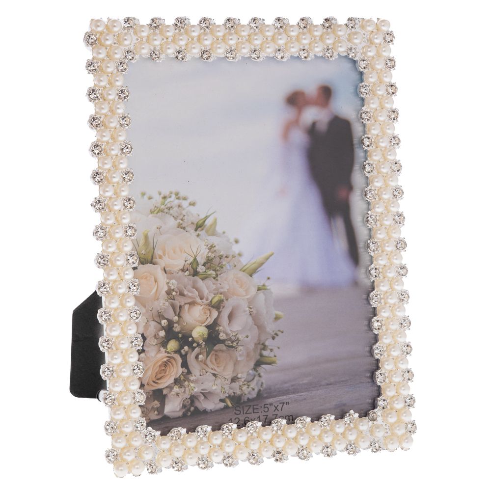 91878 ΚΡΕΜ ΜΕΤΑΛΛΙΚΗ ΚΟΡΝΙΖΑ ΜΕ ΠΕΡΛΕΣ 13Χ18ΕΚ - Image 1