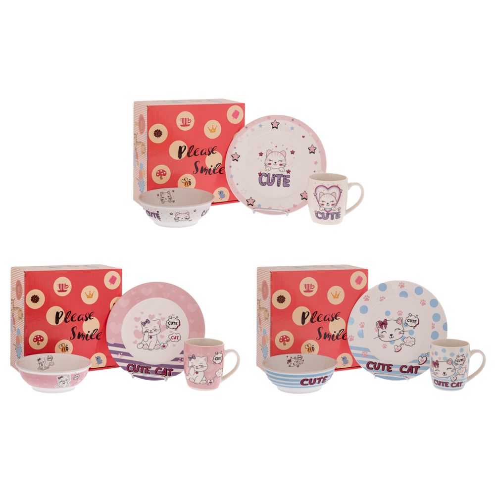 91896 ΣΕΤ 3 ΚΕΡΑΜΙΚΟ ΣΕΡΒΙΤΣΙΟ ΜΕ ΓΑΤΕΣ - Image 1