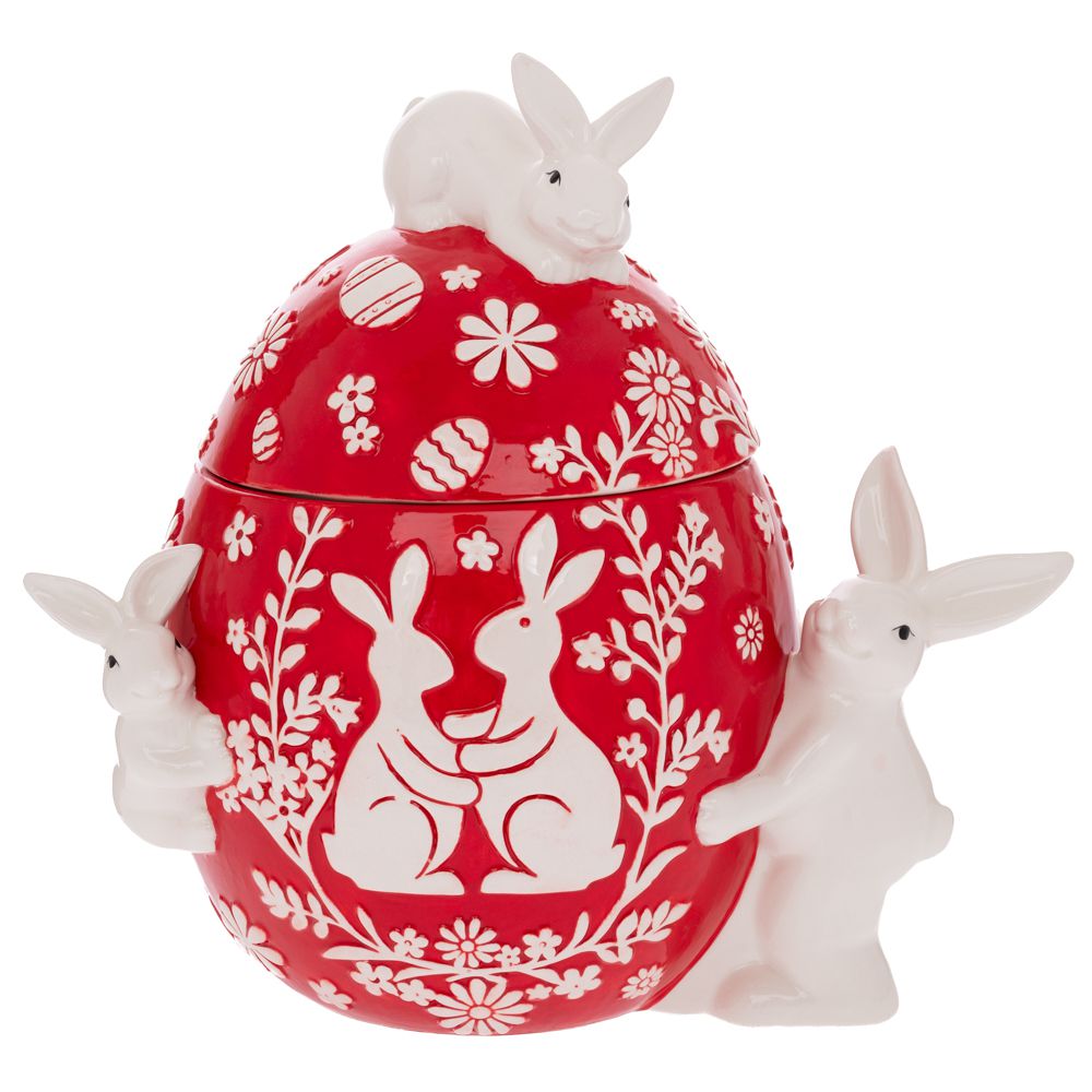 92525 ΚΟΚΚΙΝΗ ΚΕΡΑΜΙΚΗ ΜΠΙΣΚΟΤΙΕΡΑ ΣΕ ΣΧΗΜΑ ΑΥΓΟ ΜΕ ΛΑΓΟΥΔΑΚΙΑ 25Χ20Χ30ΕΚ - Image 1