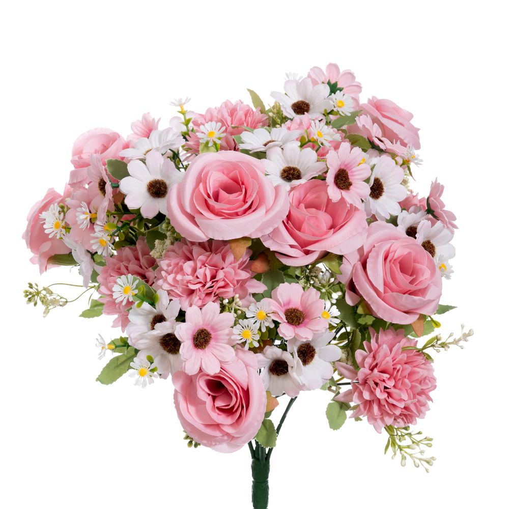 92860 ΜΠΟΥΚΕΤΟ 46ΕΚ Χ24 ΜΕ ΡΟΖ ΤΡΙΑΝΤΑΦΥΛΛΑ-ΜΑΡΓΑΡΙΤΕΣ-ΧΡΥΣΑΝΘΕΜΑ - Image 1